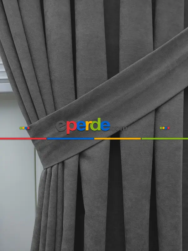 Genç Odası - Gri Düz Fon Perde 842