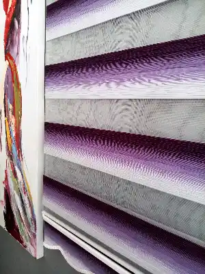 Genç Odası - Zebra Perde 2021 Sezonu Mor Ve Beyaz Renk Geçişli Jakarlı A Kalite Zebraperde