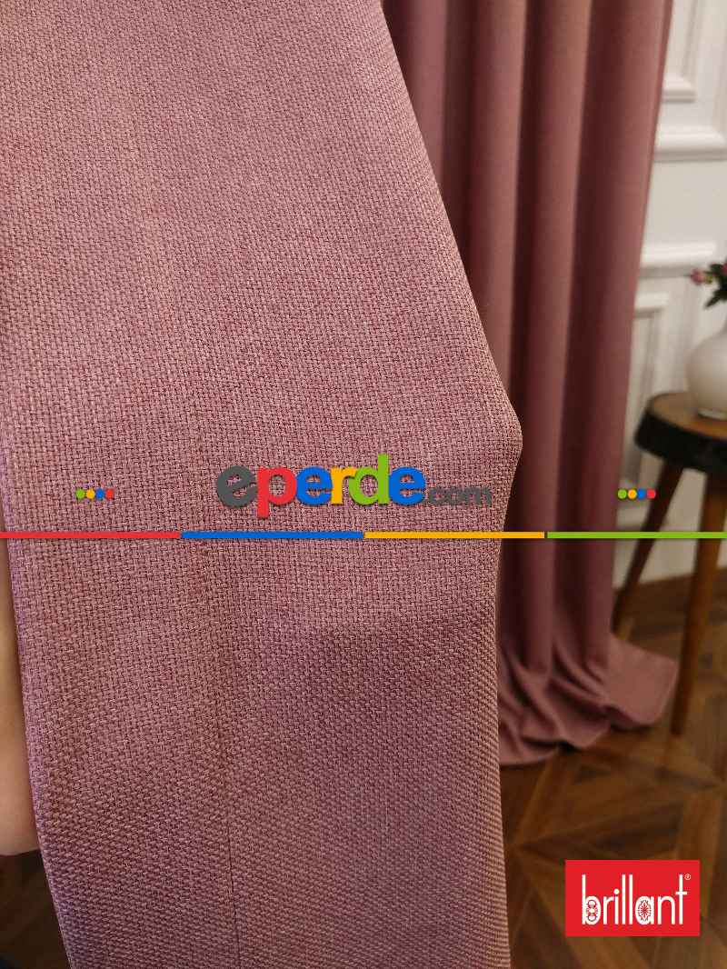 Brillant Keten Gül Kurusu Renk Düz Fon Perde - Gül Kurusu