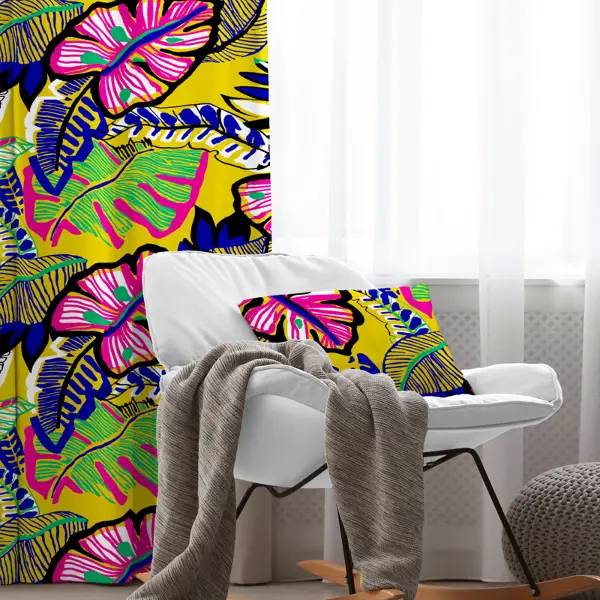 Tropikal Fon Perde Evim1555 Kumaşı Kalındır Duck Bezi Değildir- Mavi-beyaz