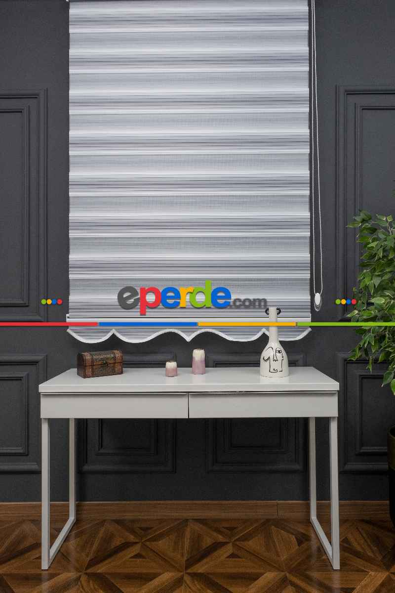 Zebra Perde Degrade Renk Geçişli Pileli Zebra Perde Gri Füme Antirasit