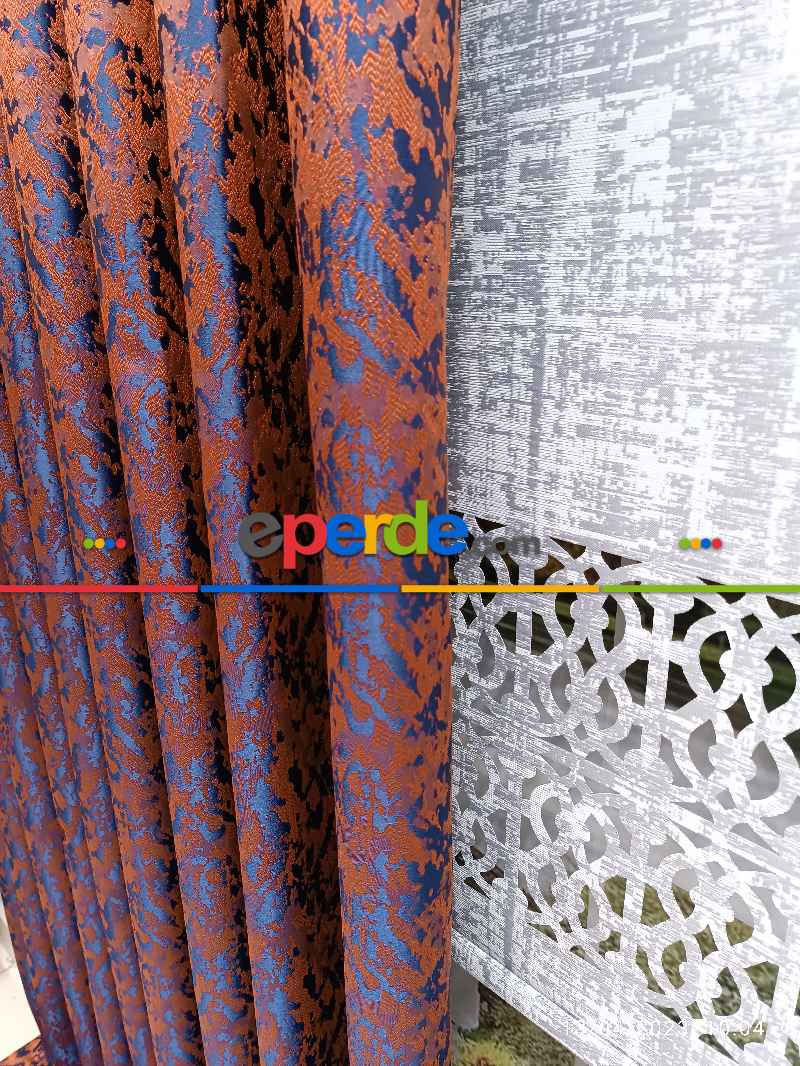 Oturma Odası -  2025 Elit Modern Desenli Fosforlu İplik Dokuma Fon Perde - 2