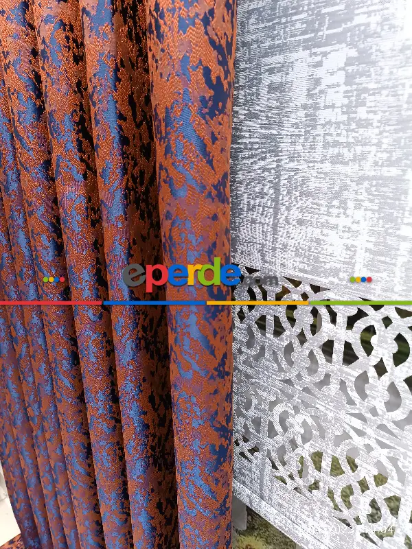 Yatak Odası - 2023 Elit Modern Desenli Fosforlu İplik Dokuma Fon Perde - 2