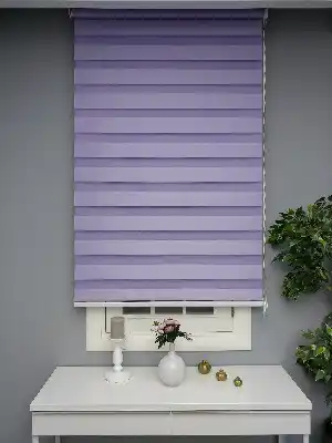 Perle Home Düz Zebra Perde Mor