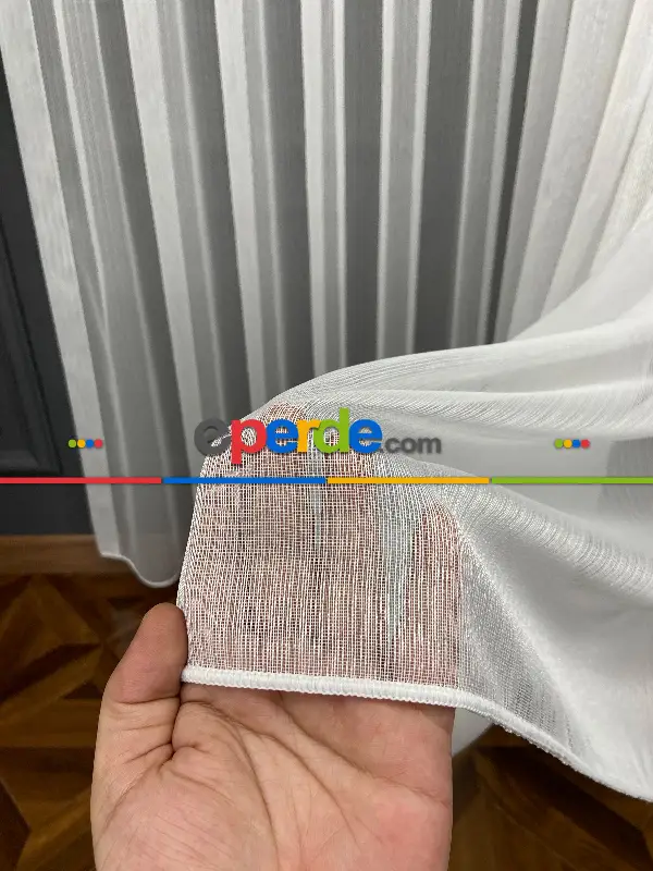 Salon - 2021armürlü Kendinden Çizgili Salon Tülü