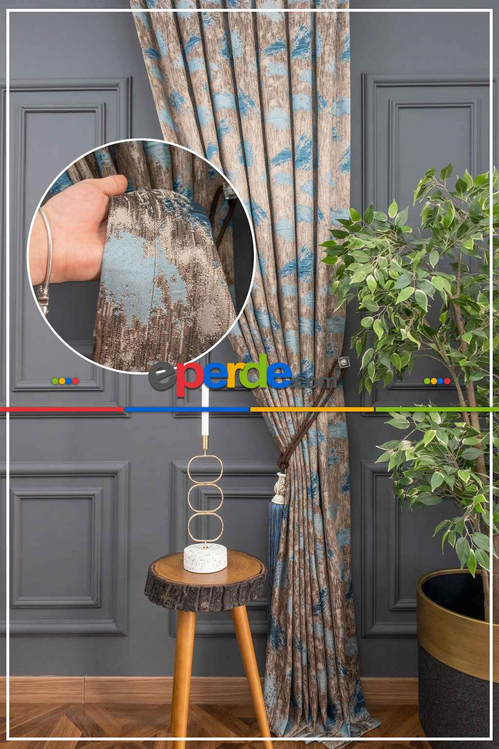 PatineDesenli Desenli Jakar Fon Perde 180 Cm