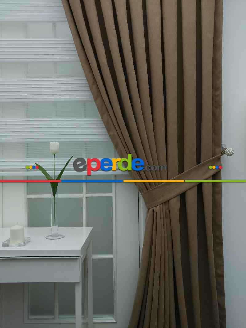 Genç Odası - Fon Perde - Kahve - Kahverengi 808