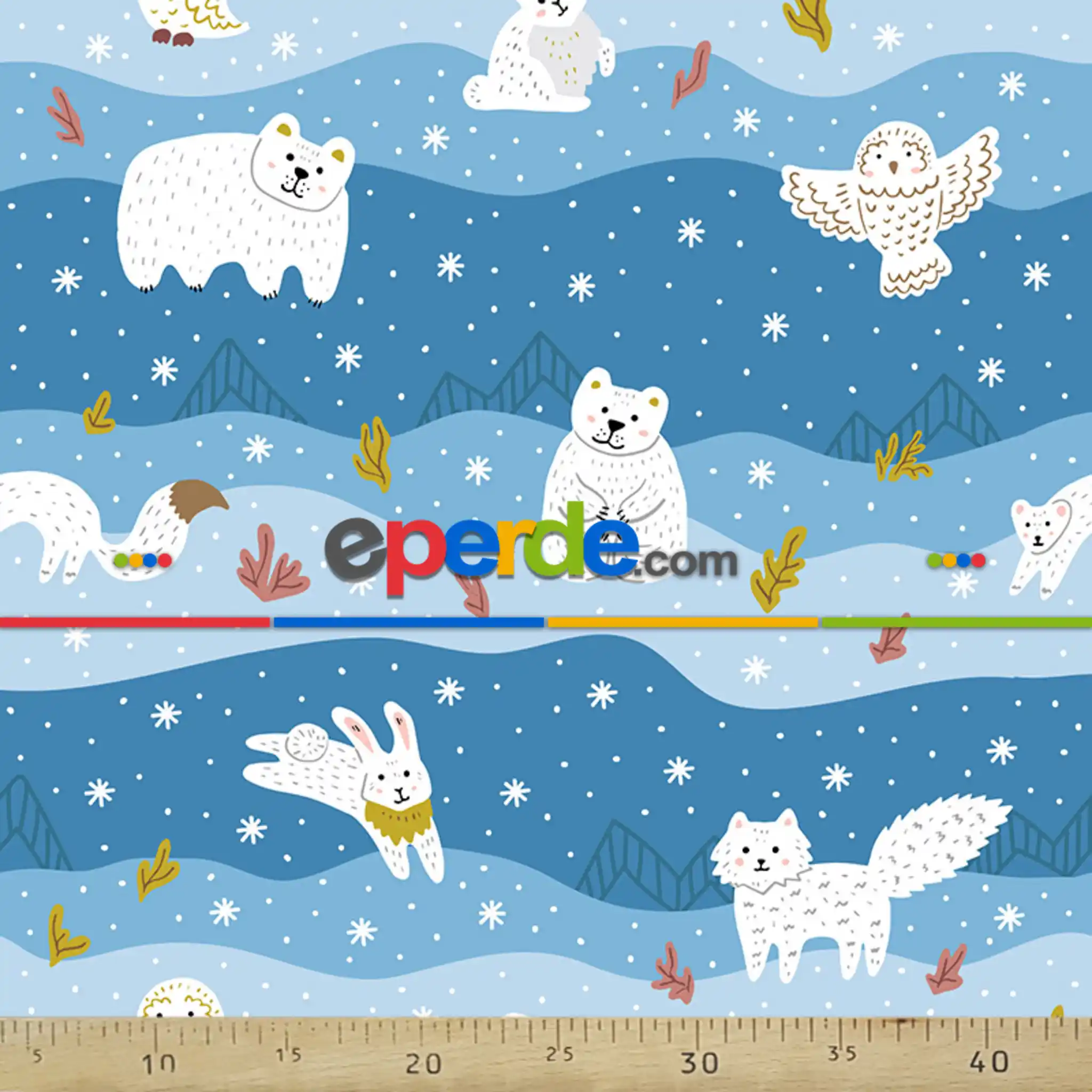 Bebek Odası Fon - Hayvanlar Desenli Fon Perde Evm677 Kumaşı Kalındır Duck Bezi Değildir- Mavi