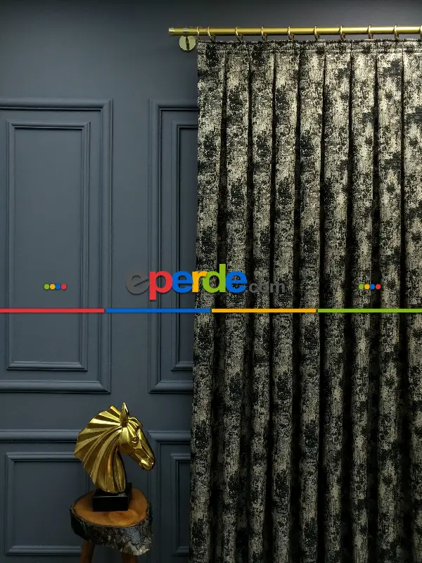 Yatak Odası - PatineDesenli Modern Desenli Jakarlı Salon Fon Perdesi 2021 Seriemodern Desenli Jakarlı Salon Fon Perdesi 2021 Series Özel Renkler- Siyah-bej-gri Açık-gri Koyu