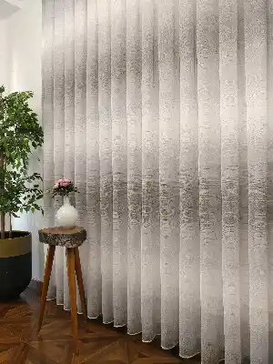 Salon Keten Tül - Keten Dokulu Degrade Renk Geçişli Tül - Ütü İstemez- Gri-Füme-Antrasit-Ekru