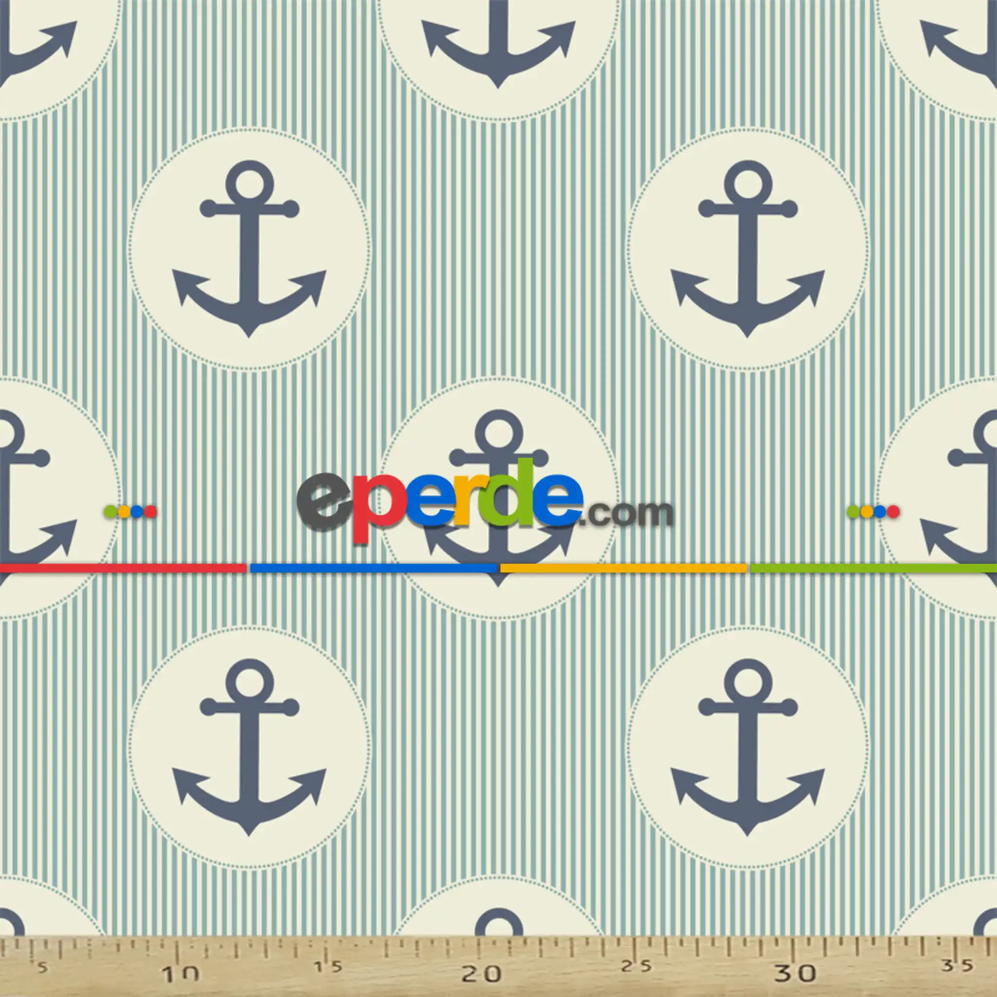 Bebek Odası Fon - Çapa Desenli Fon Perde Evm612 Kumaşı Kalındır Duck Bezi Değildir- Lacivert