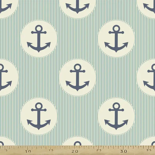 Bebek Odası Fon - Çapa Desenli Fon Perde Evm612 Kumaşı Kalındır Duck Bezi Değildir- Lacivert