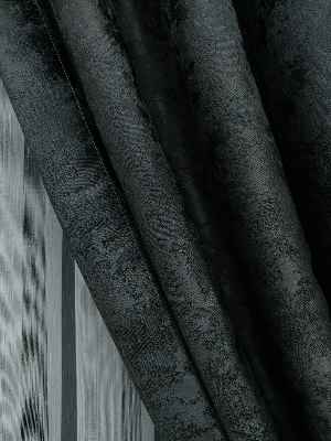 Salon Fon Perde - Antrasit Füme Renk Jakar Desenli Fon Perde- Antrasit