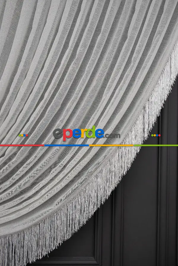 Keten Yalancı Kruvaze - Tülden Fon - Halat İle Yana Toplamalı Tül - Kordon Toplama Tül - Çift Veya Tek Kanat - Aksesuar İlave Ücretlidir - Kurşunlu Tül