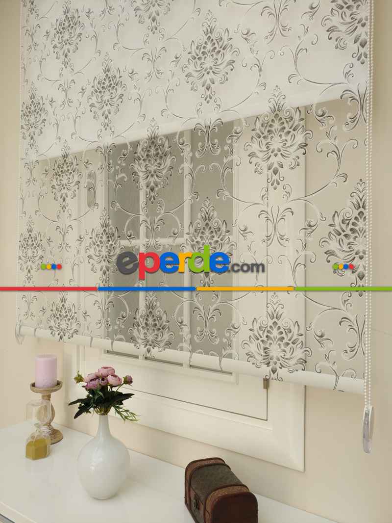 Yakma Tül Stor - Çiftli Sistem Desenli Perde (burn Out)- Antrasit