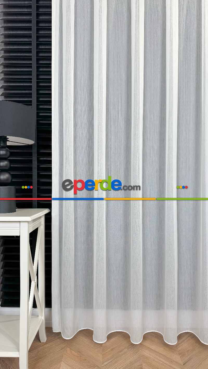 Salon - Ekru Bambu Tül Perde, Seyrek Pile