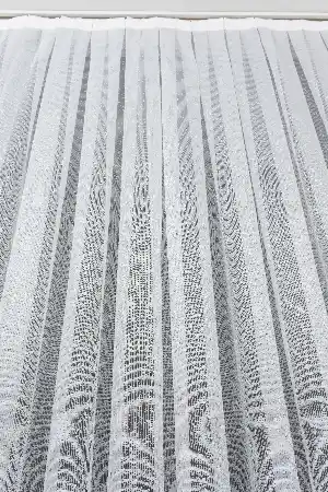 Modern Desenli Örme Tül - Ekru ( Yüksek Kalite )