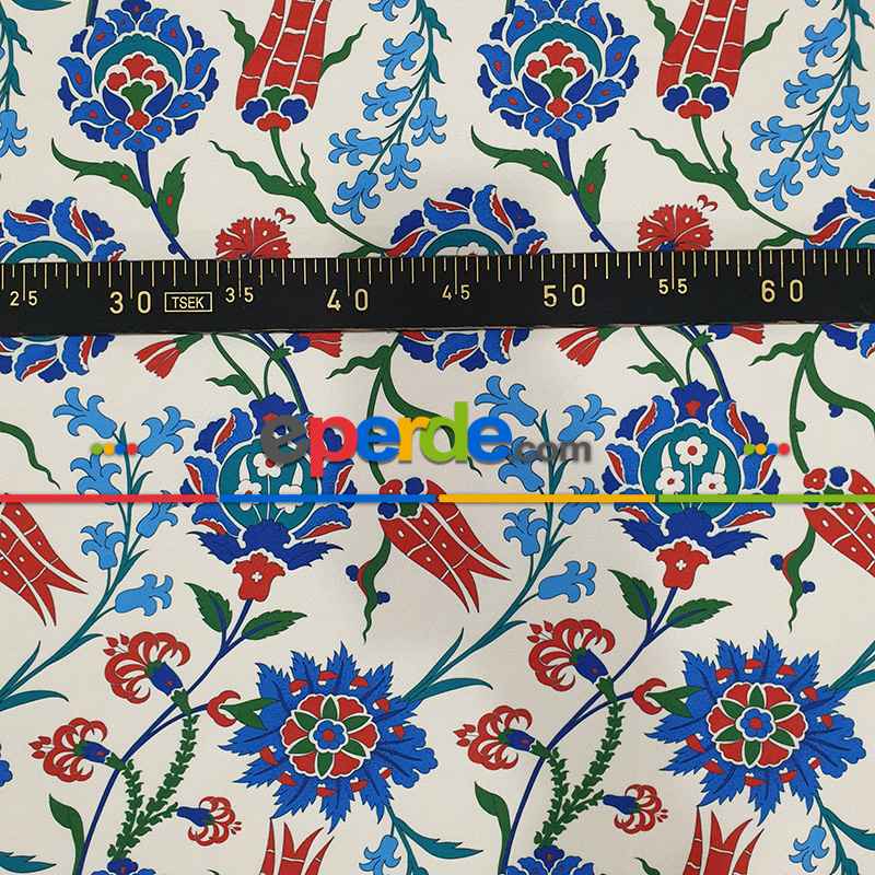 Çiçek Desenli Fon Perde Evm786 Kumaşı Kalındır Duck Bezi Değildir- Turkuaz-Bordo