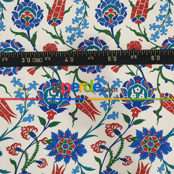 Yatak Odası - Çiçek Desenli Fon Perde Evm786 Kumaşı Kalındır Duck Bezi Değildir- Turkuaz-Bordo