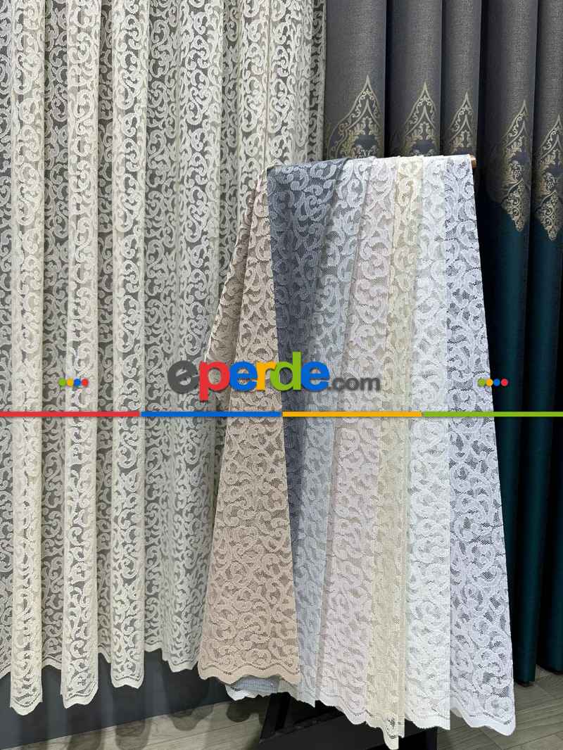 Mutfak Kaşmir Örme, Tül Perde Tek Kanat - Bej