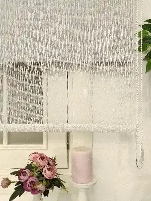 Çiftli Sistem Tül Stor Beyaz Örme Tül- Beyaz