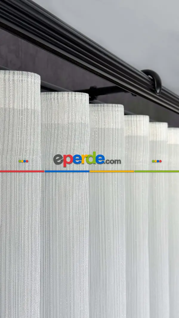 Vakko Simli Çizgili Tül Perde, Premium Seri Ağır Gramajlı