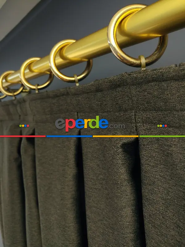 Yatak Odası - Modern Keten Görünümlü Işık Geçirmez Karatma Fon Perde 2021 Ikon- Kahve Venge-acı Kahve