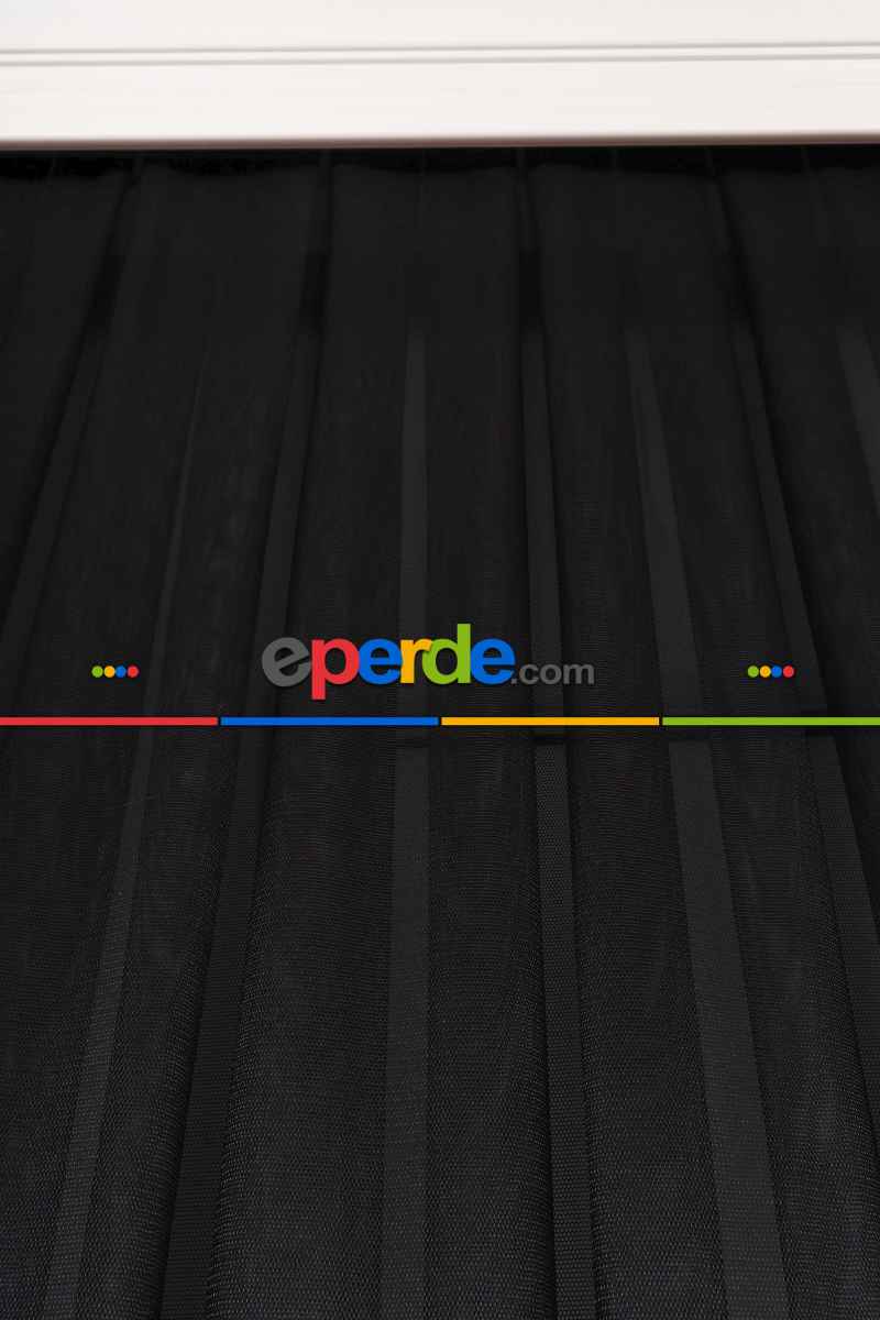 Siyah Grek Tül Perde Petek Zemin