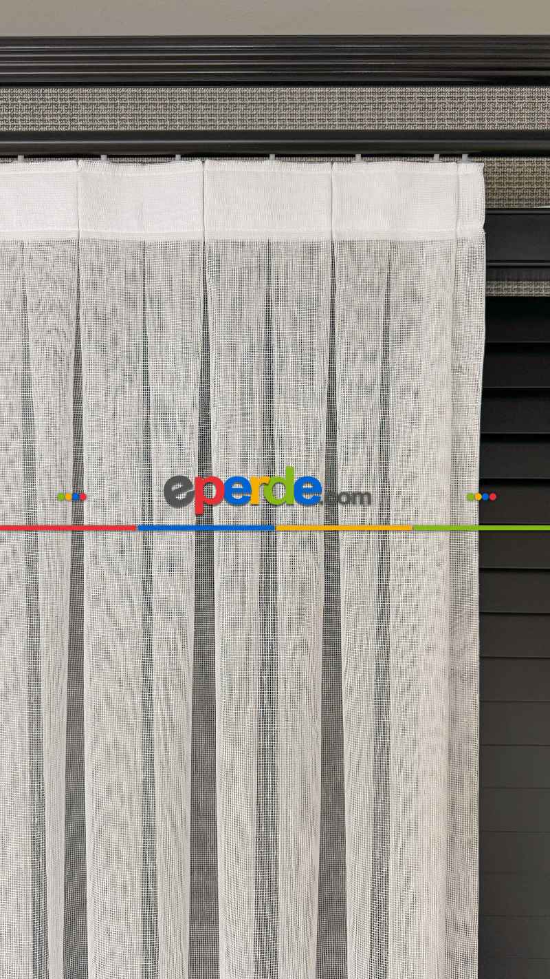 Oturma Odası - Ütü İstemeyen Ekru Keten Tül Perde - Yüksek Gramajlı - Şantuk Kurşunlu Tül