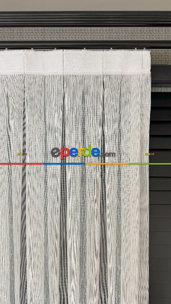 Ütü İstemeyen Ekru Keten Tül Perde - Yüksek Gramajlı - Şantuk Kurşunlu Tül