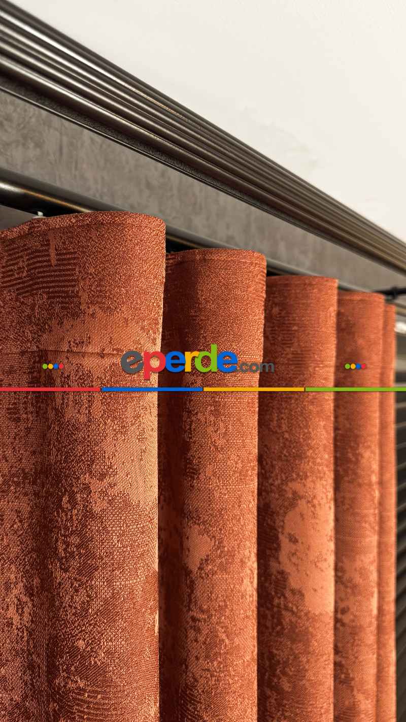 Kiremit Premium Jakar Dokuma Fon Perde, 33 Renk