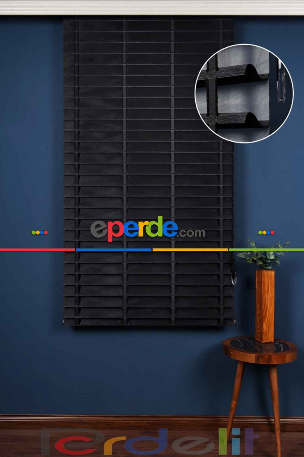 Siyah 50mm Silüet Kumaş Jaluzi Perde