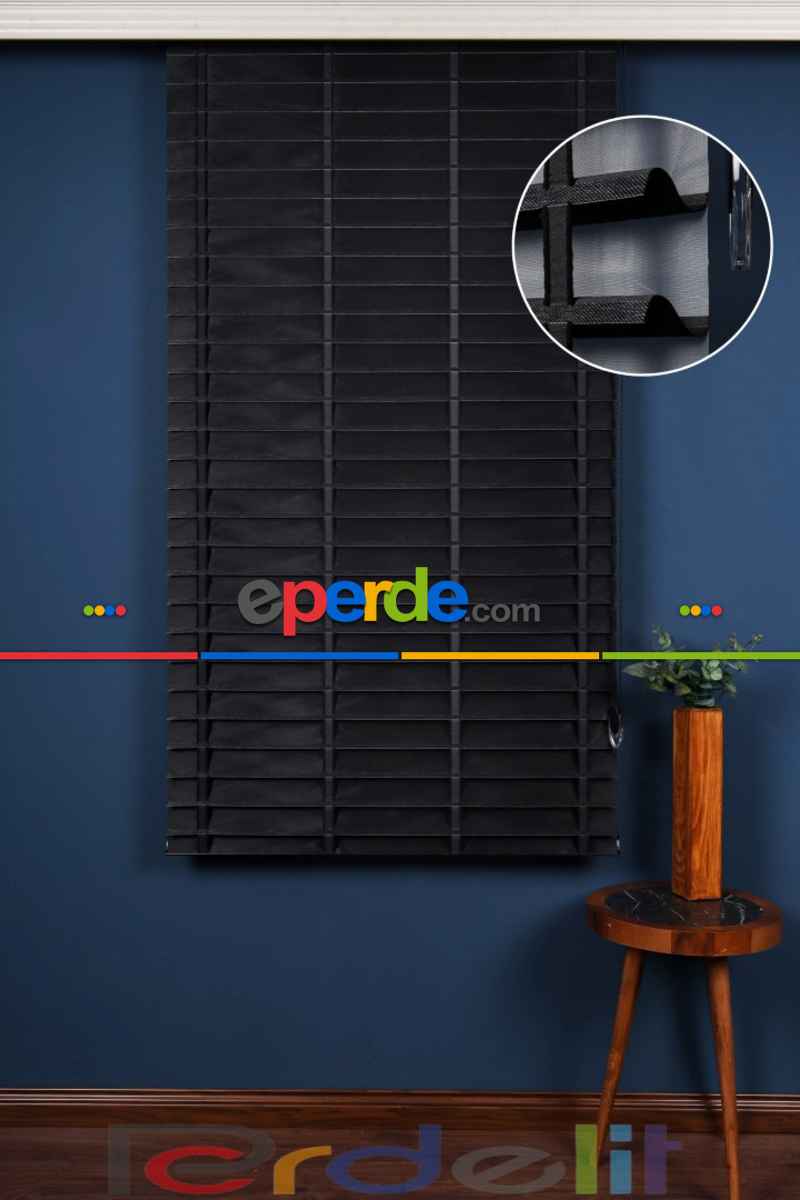 Siyah 50mm Silüet Kumaş Jaluzi Perde