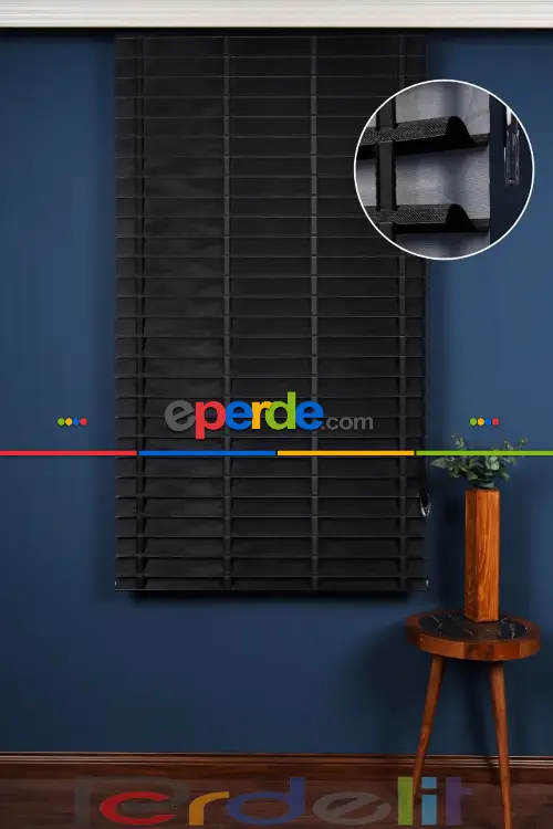 Siyah 50mm Silüet Kumaş Jaluzi Perde