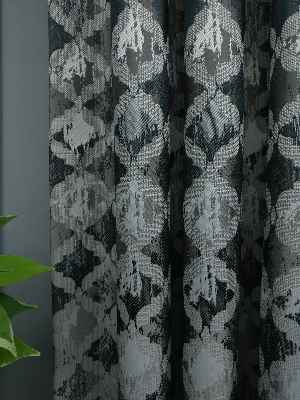 Gri Desenli Jakar Fon Perde (180)- Füme