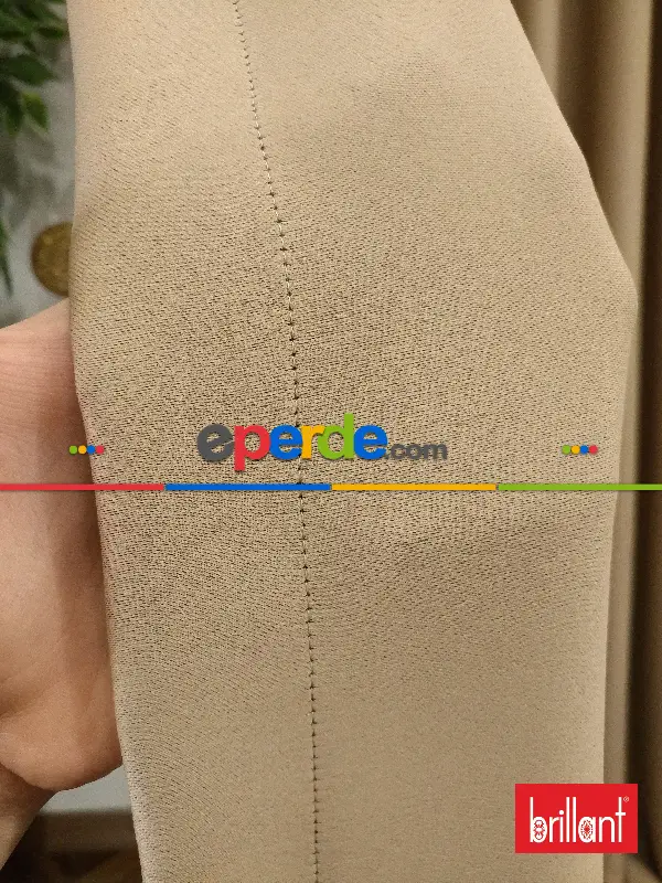 Yatak Odası - Brillant Karartma Blackout Bej Renk Fon Perde- Bej