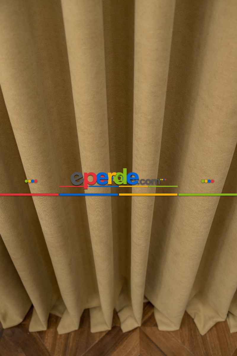 Salon Fon Perde - Düz Dökümlü Fon Perde - Bej
