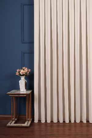 Krep Krem Düz Tül Perde