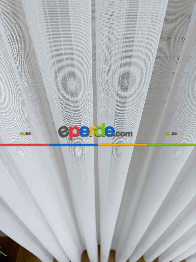 Brillant Çizgili Tül Perde, Premium Seri, Kurşunlu Tül