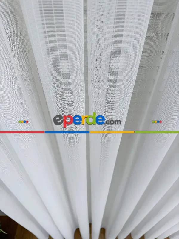 Salon - Brillant Çizgili Tül Perde, Premium Seri, Kurşunlu Tül