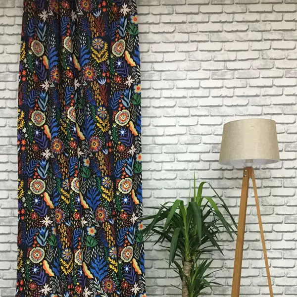 Çiçek Desenli Fon Perde Evm565 Kumaşı Kalındır Duck Bezi Değildir- Yeşil-Mavi-Kırmızı-Beyaz-Turuncu