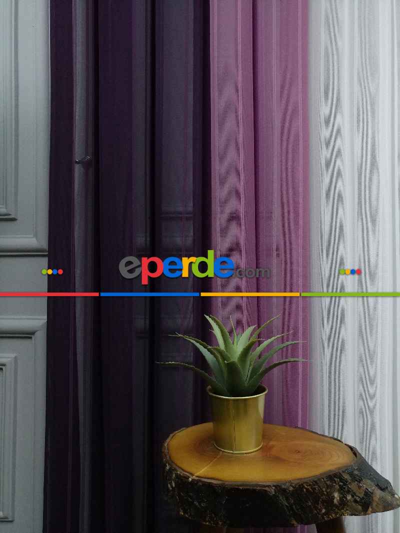 Yatak Odası - Lens Akıllı Dikey Tül Perde 116- Mürdüm-pembe Koyu