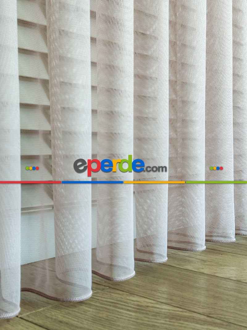 Gül Kurusu Grek Zemin Düz Tül Perde - Kurşunlu