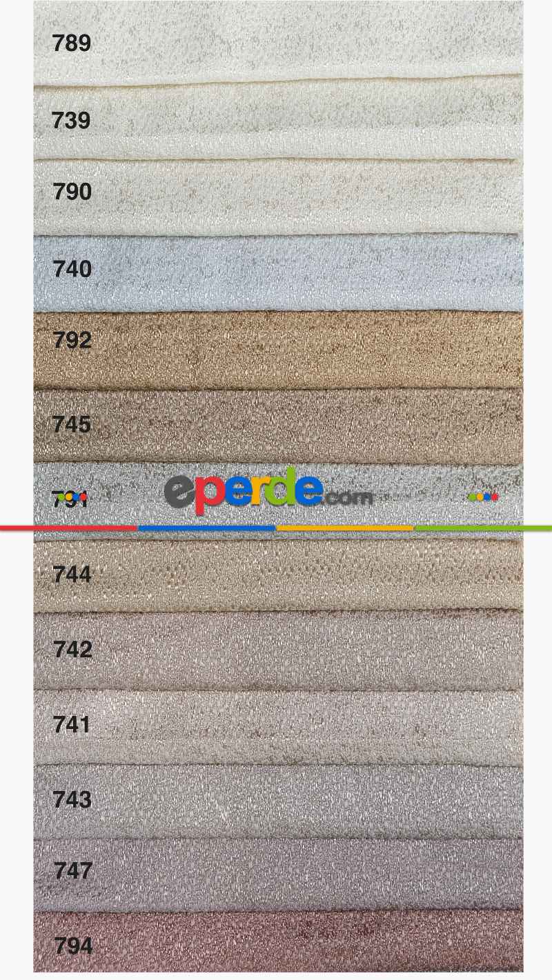 Bej Premium Jakar Dokuma Fon Perde, 33 Farklı Renk Parlak Zemin