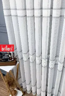 Lizvon Gri Anatrasit Cizgili Tül Perde