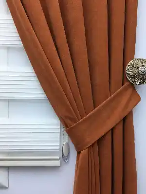 Tarçın Rengi Düz Fon Perde Lacost- Diğer
