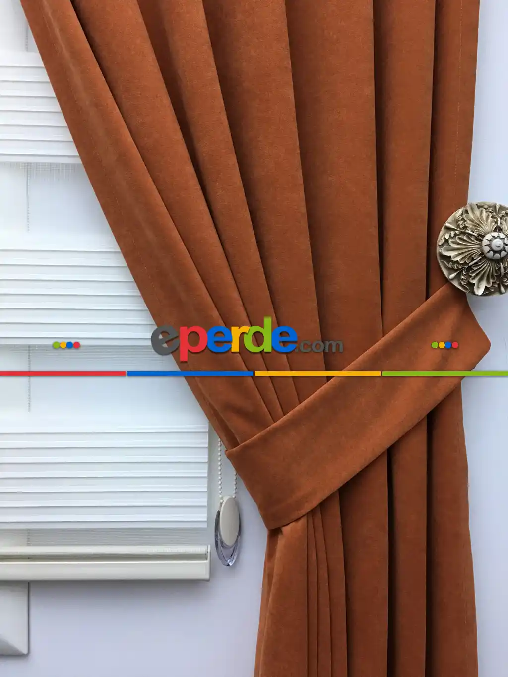 Tarçın Rengi Düz Fon Perde Lacost- Diğer