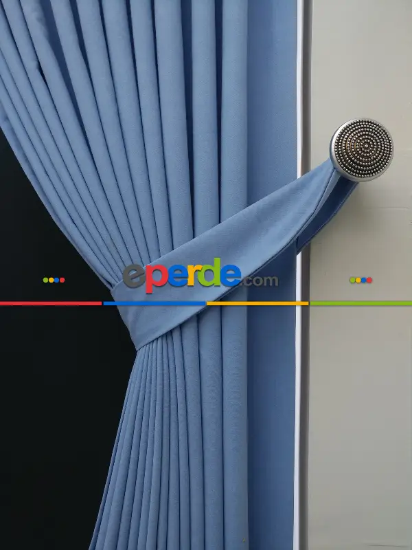 Düz Renk Dökümlü Fon Perde (150)- Mavi