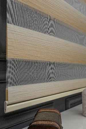 Zebra Perde - Geçişli Kırık Pileli Zebra Perde