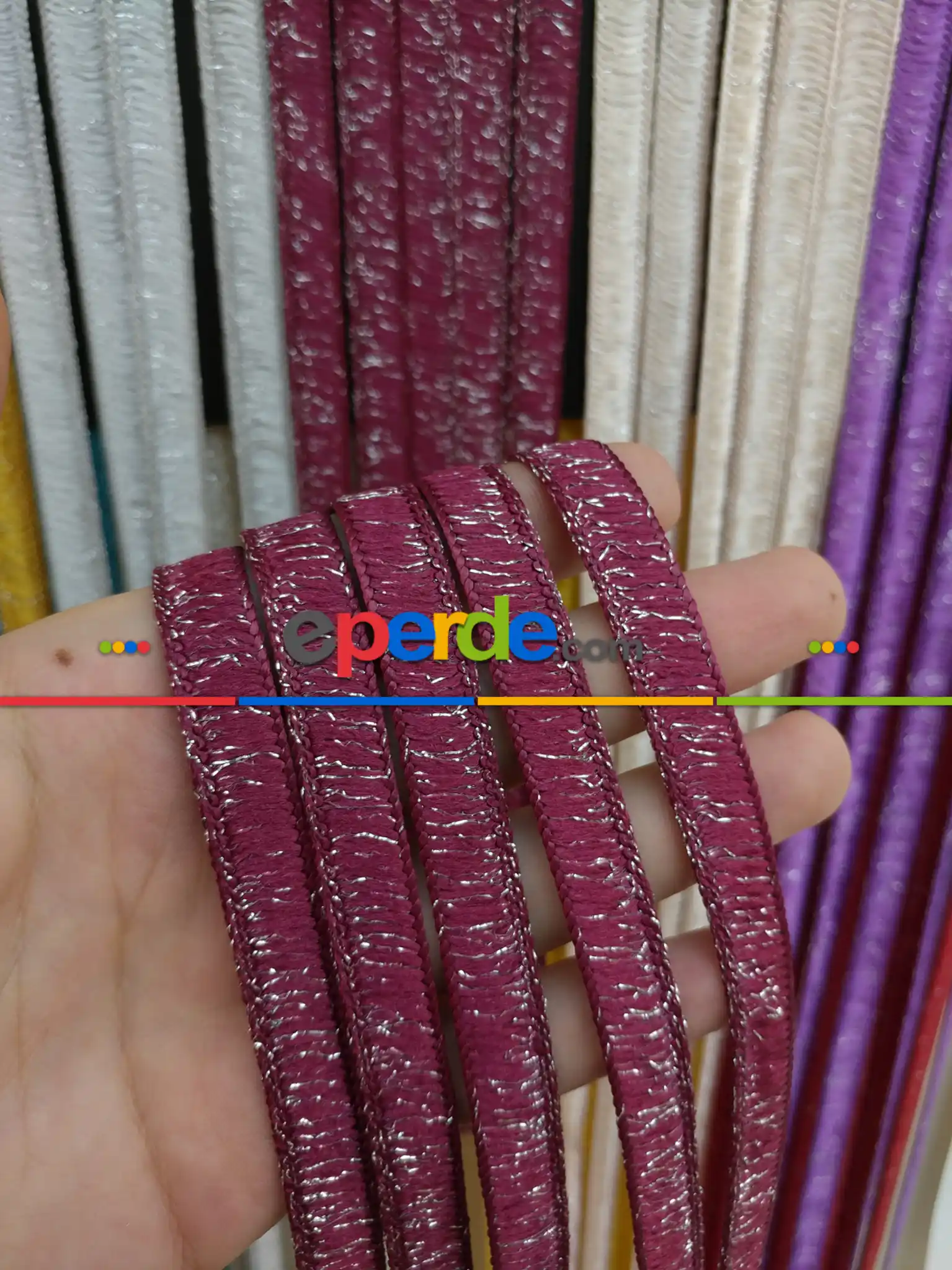 Bordo Rengi İp Perde İpek Duble Serisi- Bordo-gümüş